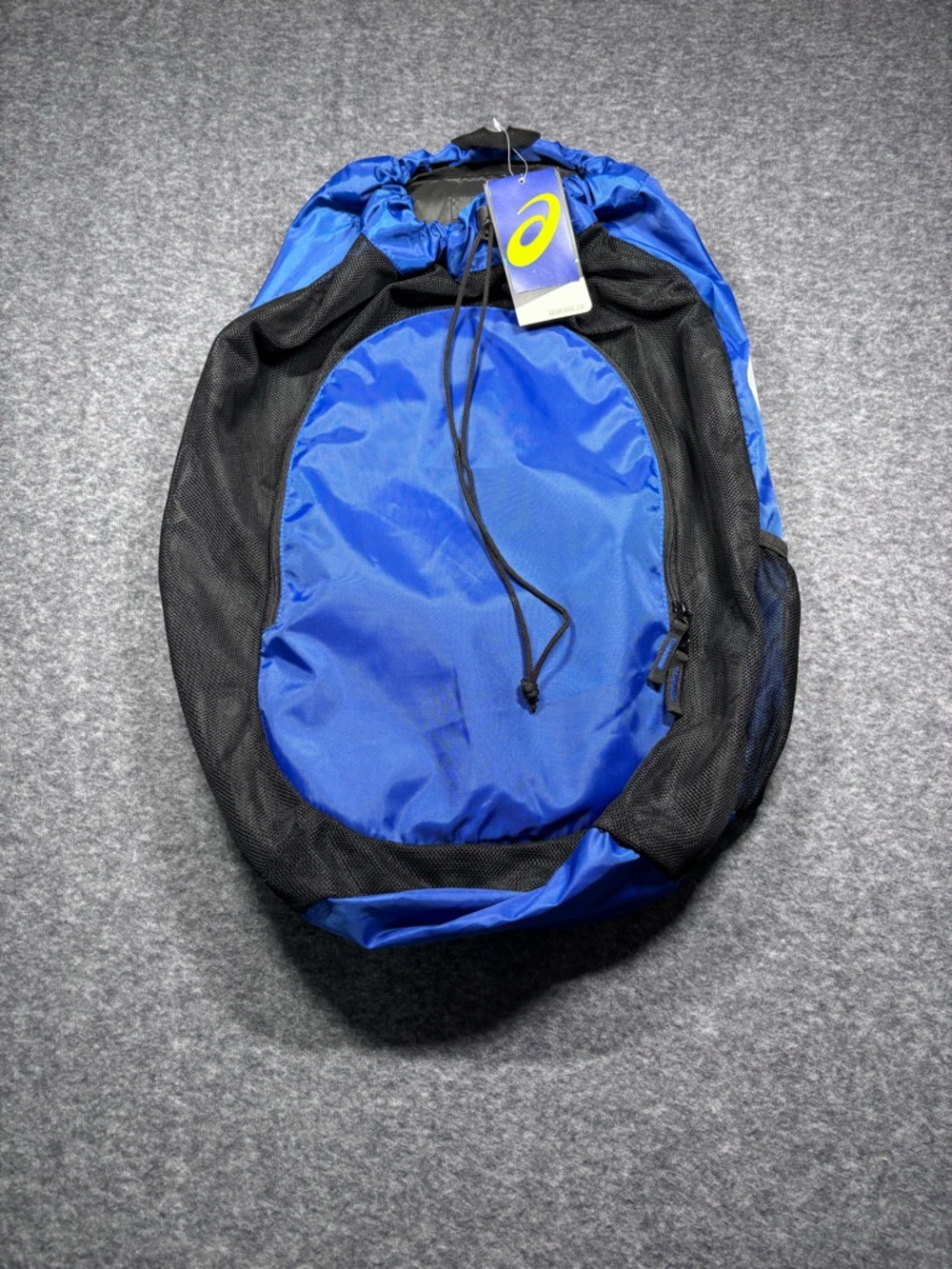 Asics Blue and Black Mesh Drawstring Backpack